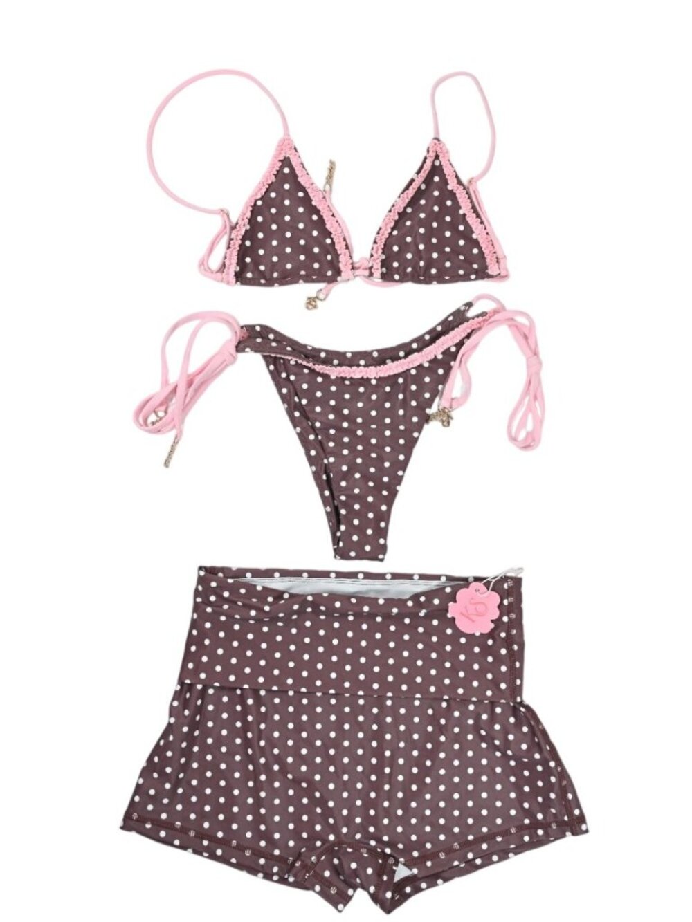 Kamari Pira Top & Margo Bottoms & Kaia Boy Shorts in Polka Dot